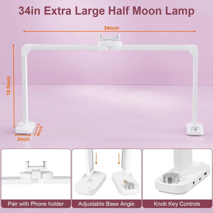 34’’ LED Table Lamp with Adjustable Brightness And Phone Mount - OceanNailSupply