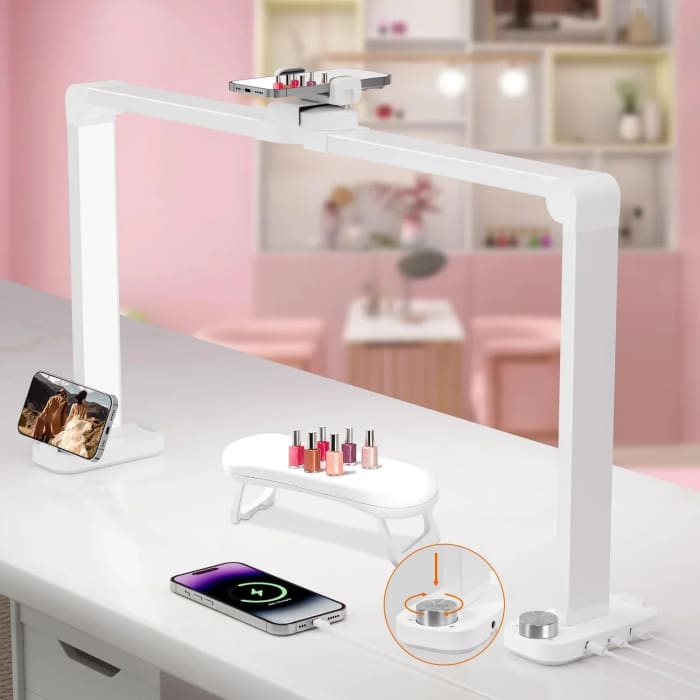 34’’ LED Table Lamp with Adjustable Brightness And Phone Mount - OceanNailSupply