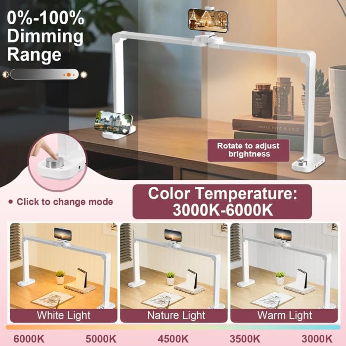 34’’ LED Table Lamp with Adjustable Brightness And Phone Mount - OceanNailSupply