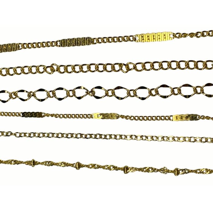 6 Pack Gold Chains For 3D Nail Art – Assorted Styles - OceanNailSupply