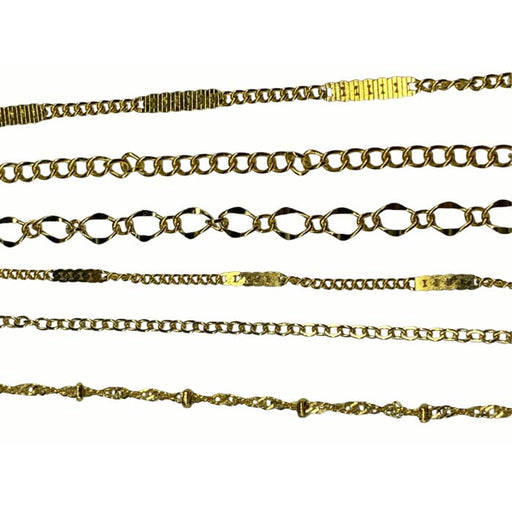 6 Pack Gold Chains For 3D Nail Art – Assorted Styles - OceanNailSupply
