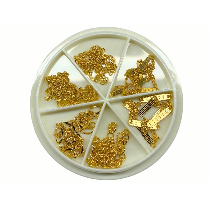 6 Pack Gold Chains For 3D Nail Art – Assorted Styles - OceanNailSupply
