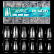 600PCS Full Coverage Soft Gel Extension Nail Tips - Coffin Medium - OceanNailSupply