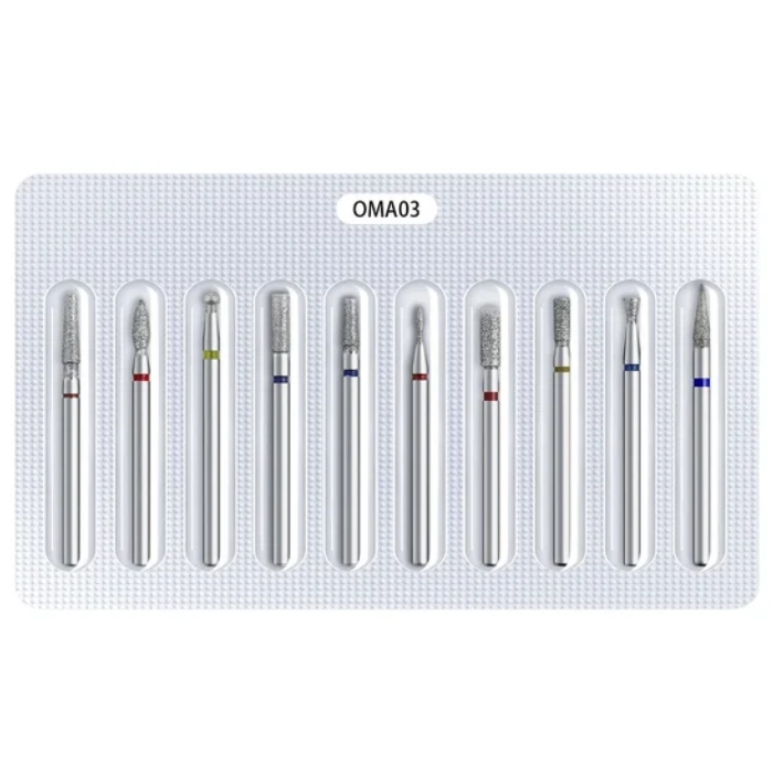 10pc Precision Cuticle Kit - Professional Nail Drill Bit Set