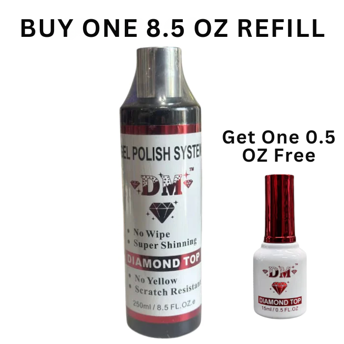 DM Top Gel No Wipe - 8.5 oz. Refill + (One Free 0.5oz Bottle)
