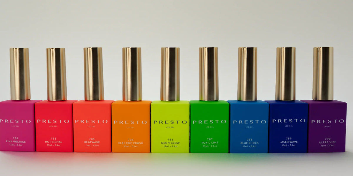 PRESTO カラージェル 54色 PRESTO Color Series: NEON Set [9 Bottles] — OceanNailSupply
