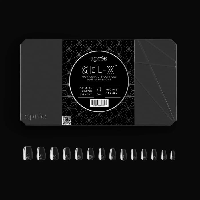 APRES GEL - X® NATURAL COFFIN EXTRA SHORT BOX OF TIPS - PRO (600PCS) OceanNailSupply