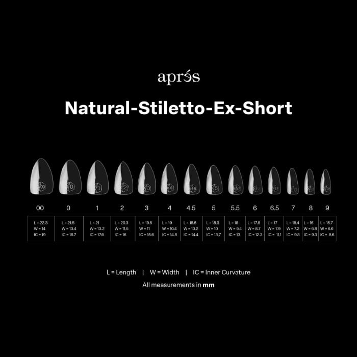 APRES GEL-X® NATURAL STILETTO EXTRA SHORT BOX OF TIPS - (600PCS