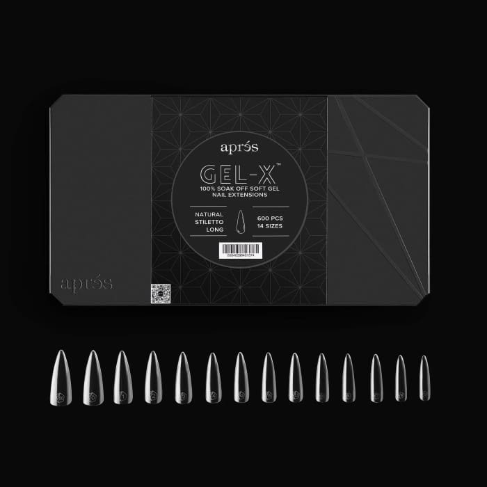 APRES GEL - X® NATURAL STILETTO LONG BOX OF TIPS - PRO (600PCS) OceanNailSupply
