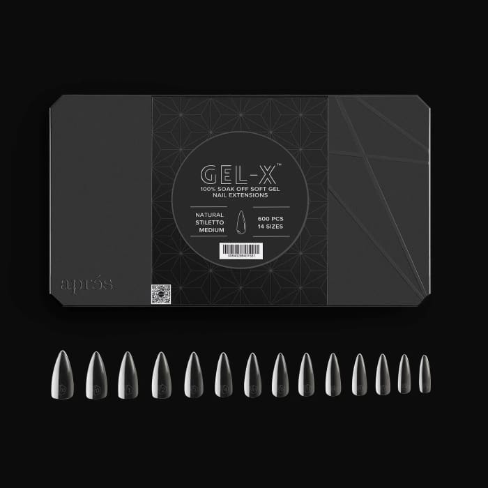 APRES GEL - X® NATURAL STILETTO MEDIUM BOX OF TIPS - PRO (600PCS) OceanNailSupply