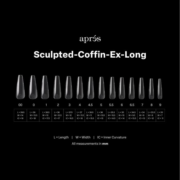 APRES GEL - X® SCULPTED COFFIN EXTRA LONG BOX OF TIPS - PRO (420PCS) OceanNailSupply