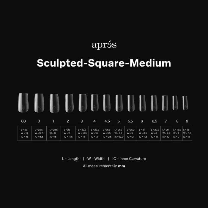 APRES GEL - X® SCULPTED SQUARE MEDIUM BOX OF TIPS - PRO (600PCS) OceanNailSupply