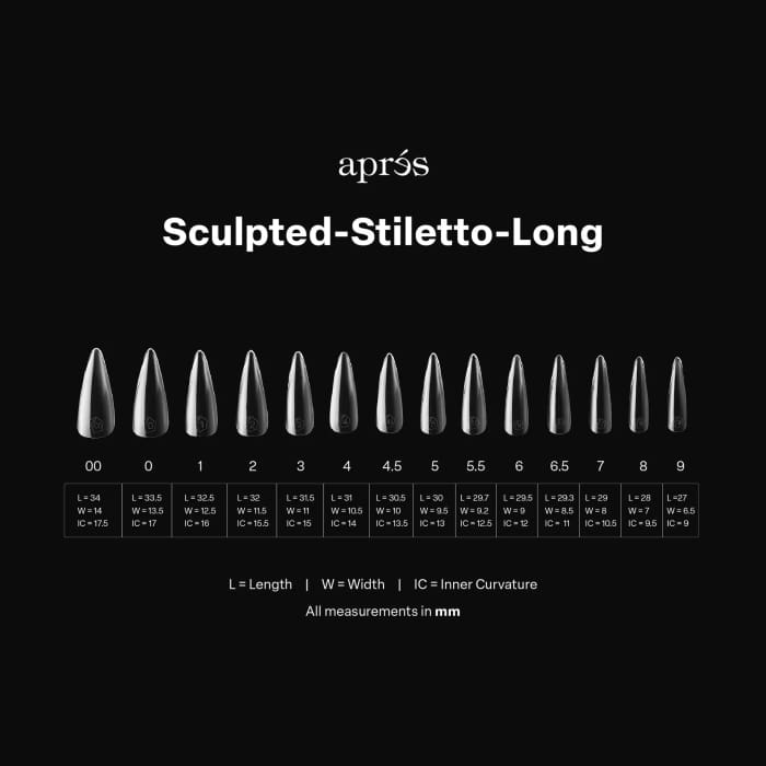 APRES GEL - X® SCULPTED STILETTO LONG BOX OF TIPS - PRO (600PCS) OceanNailSupply