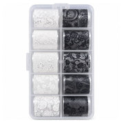 Black & White Lace Nail Foil Transfer Set – Floral & Vintage Designs - OceanNailSupply