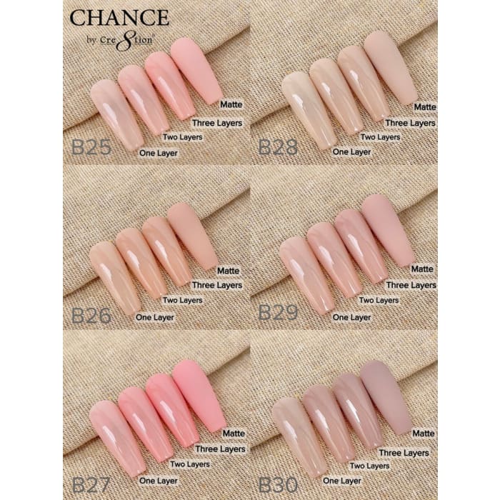 Chance Full Set - Matching Color Gel & Nail Lacquer 0.5oz - Bare Collection 36 Colors - OceanNailSupply