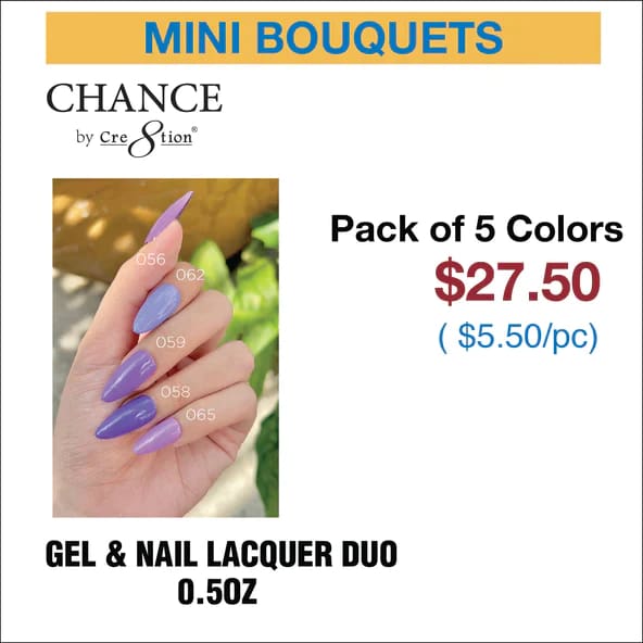 Chance Gel & Nail Lacquer Duo 0.5oz - Set of 5 colors (056- 062- 059- 058- 065) - OceanNailSupply