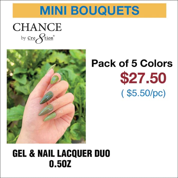 Chance Gel & Nail Lacquer Duo 0.5oz - Set of 5 colors (078- 076- 075- 077- 082) - OceanNailSupply