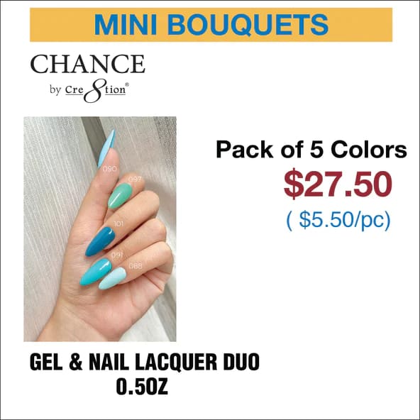 Chance Gel & Nail Lacquer Duo 0.5oz - Set of 5 colors (090- 097- 101- 091- 088) - OceanNailSupply