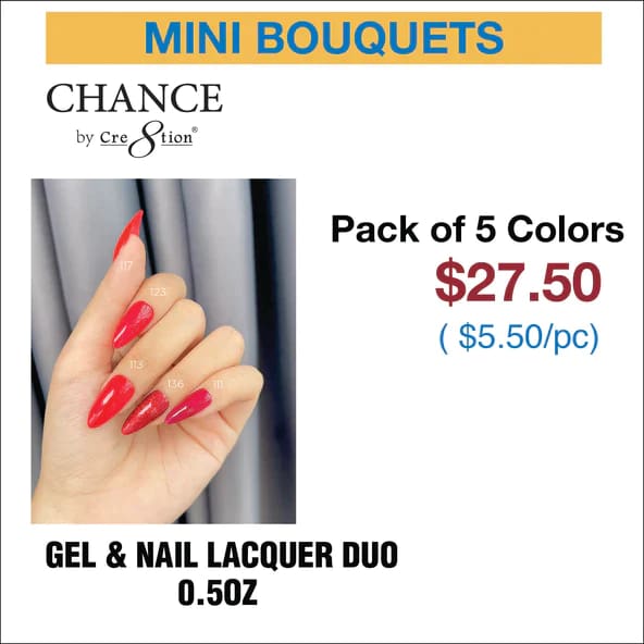 Chance Gel & Nail Lacquer Duo 0.5oz - Set of 5 colors (117- 123- 113- 136- 111) - OceanNailSupply