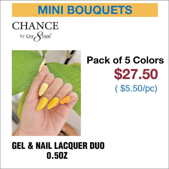 Chance Gel & Nail Lacquer Duo 0.5oz - Set of 5 colors (163- 355- 359- 167- 360) - OceanNailSupply