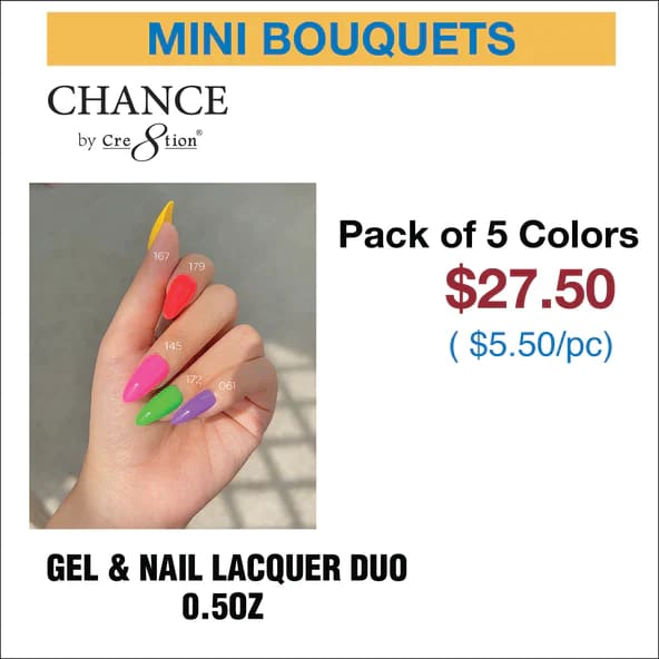 Chance Gel & Nail Lacquer Duo 0.5oz - Set of 5 colors (167-179-145-172-061) - OceanNailSupply