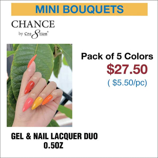 Chance Gel & Nail Lacquer Duo 0.5oz - Set of 5 colors (181-191-195-185-182) - OceanNailSupply