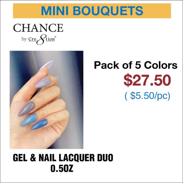 Chance Gel & Nail Lacquer Duo 0.5oz - Set of 5 colors (204-203-202-201-200) - OceanNailSupply