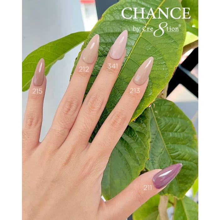 Chance Gel & Nail Lacquer Duo 0.5oz - Set of 5 colors (211-213-341-212-215) by Cre8tion - OceanNailSupply