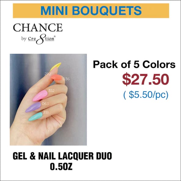 Chance Gel & Nail Lacquer Duo 0.5oz - Set of 5 colors (292- 036- 352- 063- 351) - OceanNailSupply