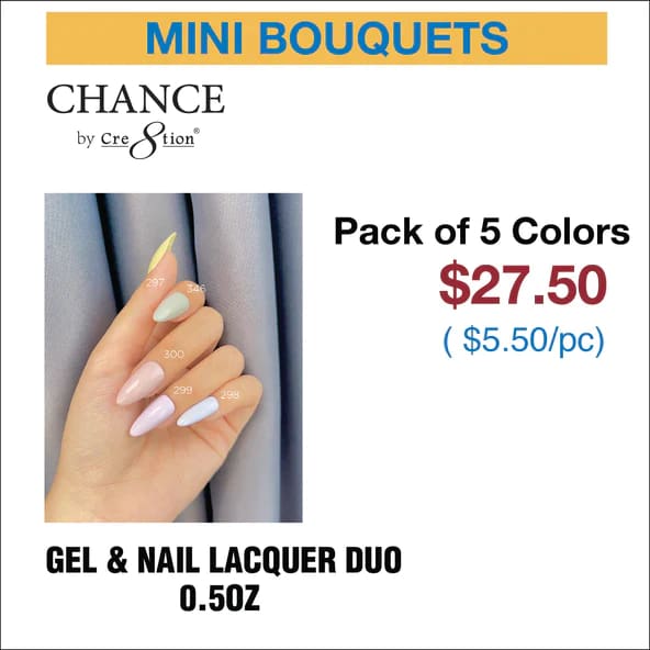 Chance Gel & Nail Lacquer Duo 0.5oz - Set of 5 colors (297- 346- 300- 299- 298) - OceanNailSupply