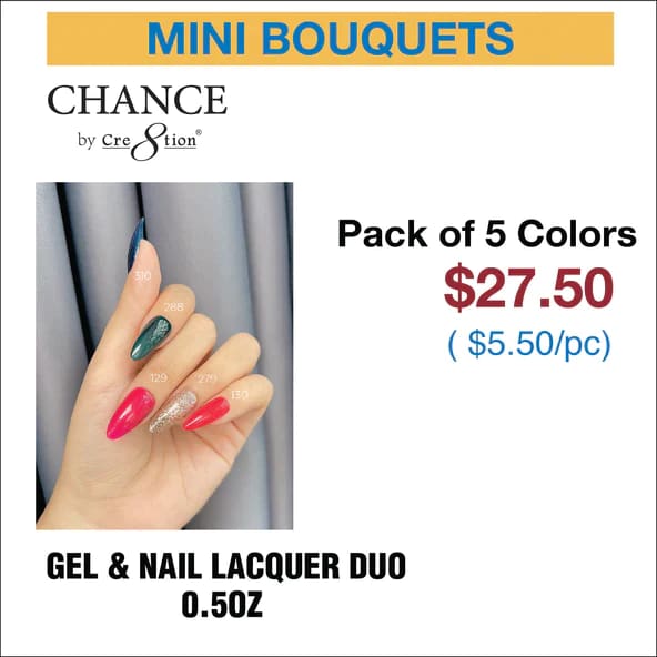 Chance Gel & Nail Lacquer Duo 0.5oz - Set of 5 colors (310-288-129-279-130) - OceanNailSupply
