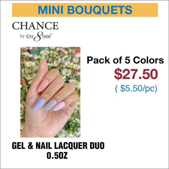 Chance Gel & Nail Lacquer Duo 0.5oz - Set of 5 colors (334- 344- 331- 346- 330) OceanNailSupply