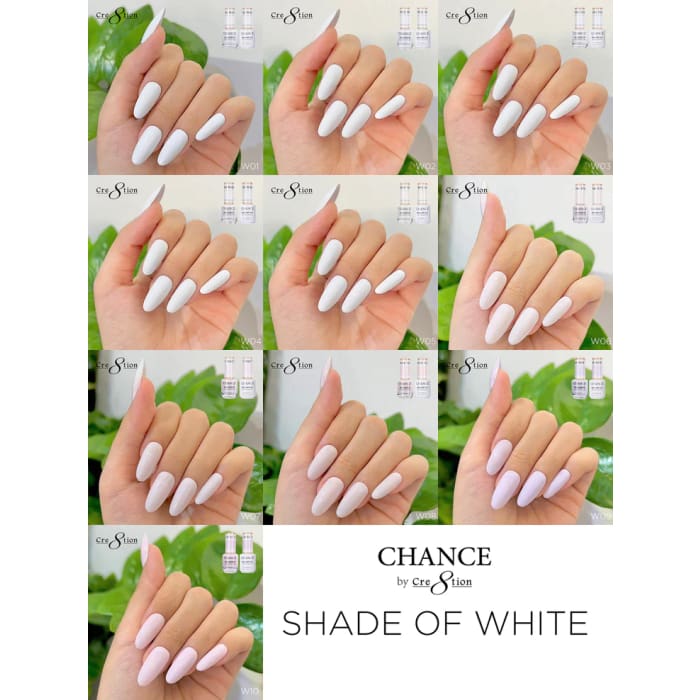 Chance Gel & Nail Lacquer Duo 0.5oz - Shade of White Collection - Full Set 10 Colors - OceanNailSupply