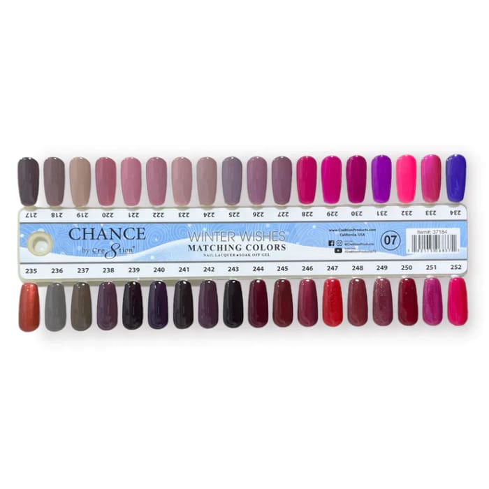 Chance Matching Color Gel & Nail Lacquer 0.5oz - 36 Colors #217 - #252 - Winter Wishes Collection w/ 2 set Color Chart - OceanNailSupply