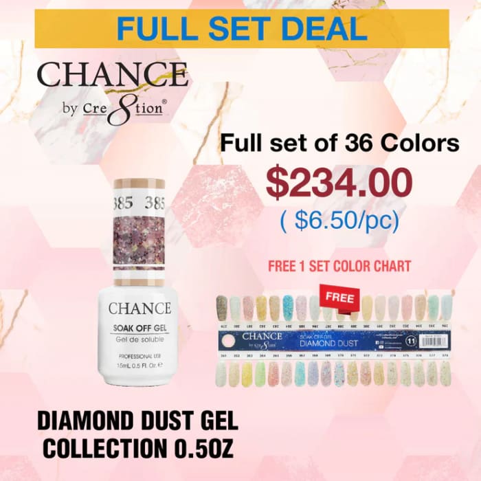 Chance Soak Off Gel 0.5oz - Diamond Dust Collection - Full set 36 New ...