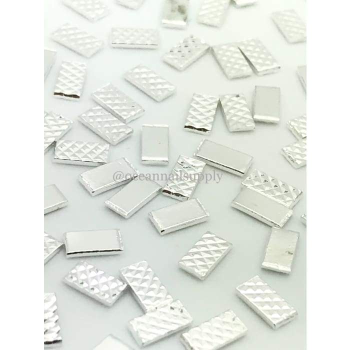 Charms - Small Texture Bar Silver - OceanNailSupply