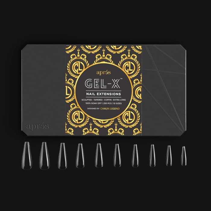 CHAUN LEGEND X APRÉS GEL - X® TIPS - SCULPTED TAPERED COFFIN EXTRA LONG 10 SIZES OceanNailSupply
