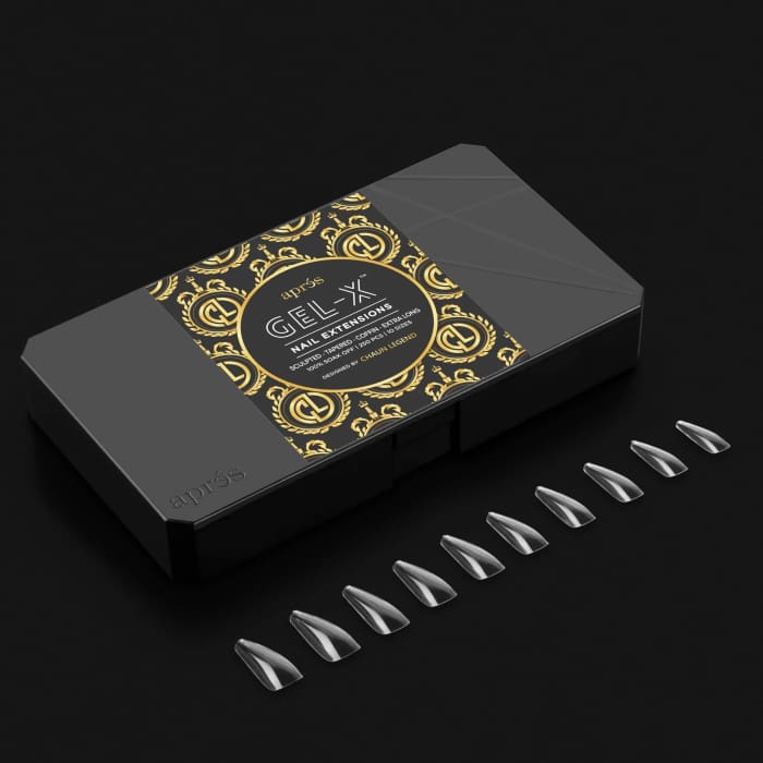 CHAUN LEGEND X APRÉS GEL - X® TIPS - SCULPTED TAPERED COFFIN EXTRA LONG 10 SIZES OceanNailSupply