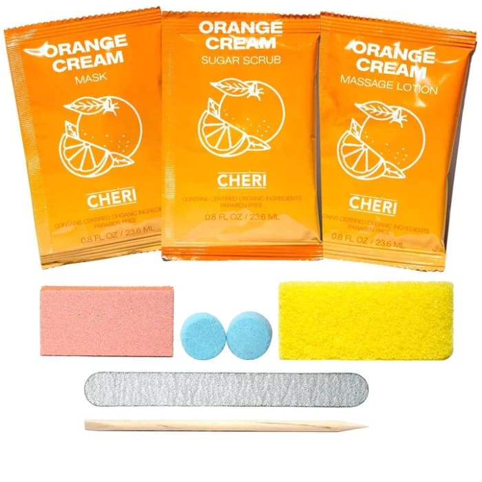 CHERI - 8 IN 1 PEDICURE PACKETS ORANGE CREAM - OceanNailSupply