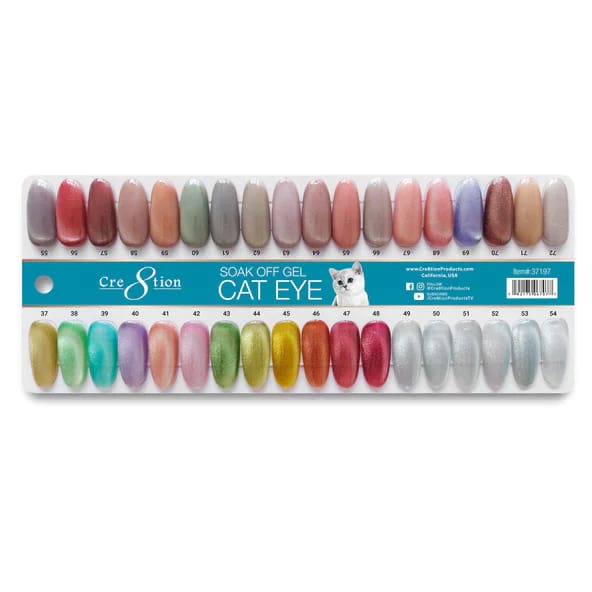 Cre8tion Cat Eye Nude Soak Off Gel 0.5oz - Full Set 36 Colors (#37 - #72) w/ 1 Round Shape Magnet 1 Magnet Duo & 1 set Color Chart -