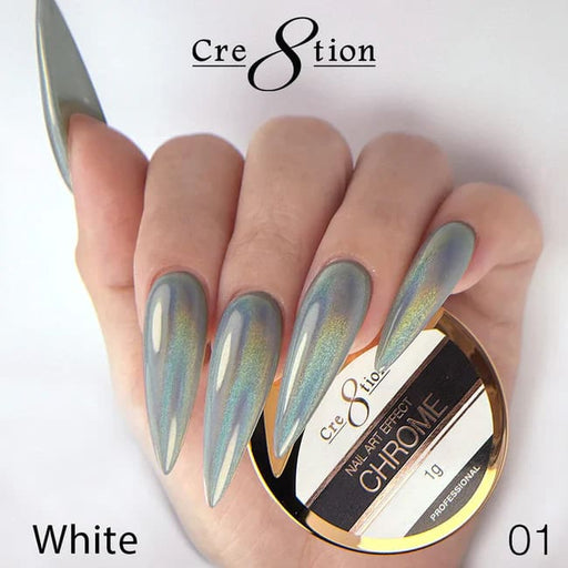 Cre8tion Chrome Nail Art Effect 1g - 01 Silver Hologram A - OceanNailSupply