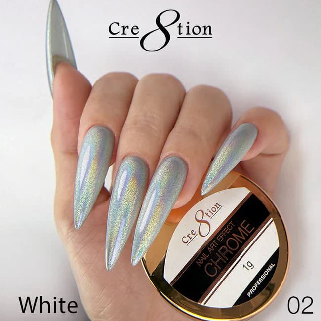 Cre8tion Chrome Nail Art Effect 1g - 02 Silver Hologram B - OceanNailSupply