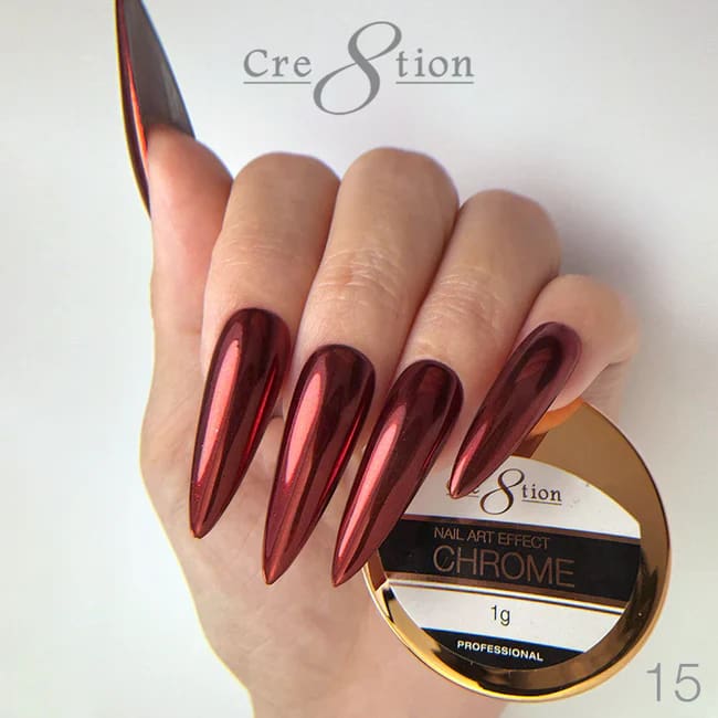 Cre8tion Chrome Nail Art Effect 1g - 15 Dark Red — OceanNailSupply