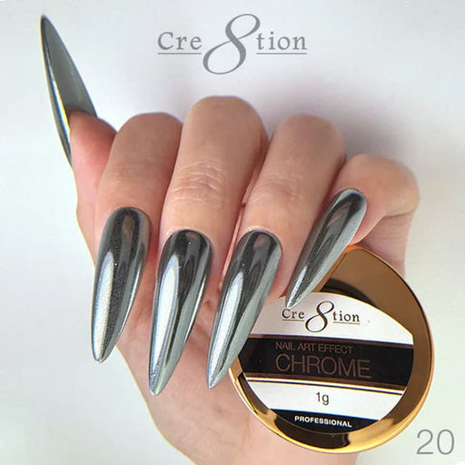 Cre8tion Chrome Nail Art Effect 1g - 20 Super Silver - OceanNailSupply