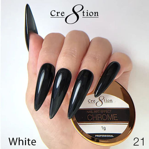 Cre8tion Chrome Nail Art Effect 1g - 21 Silver Black - OceanNailSupply