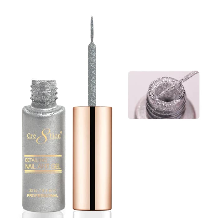 Cre8tion Detailing Nail Art Gel 0.33oz 27 Silver Glitter - OceanNailSupply