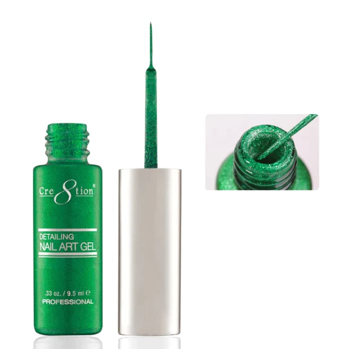 Cre8tion Detailing Nail Art Gel 0.33oz 29 Green Glitter - OceanNailSupply