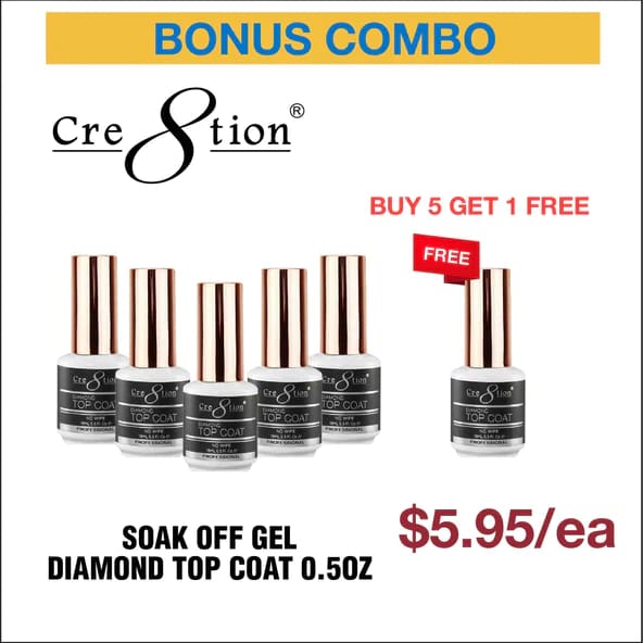 Cre8tion Diamond Soak Off Gel No wipe top coat 0.5oz - OceanNailSupply
