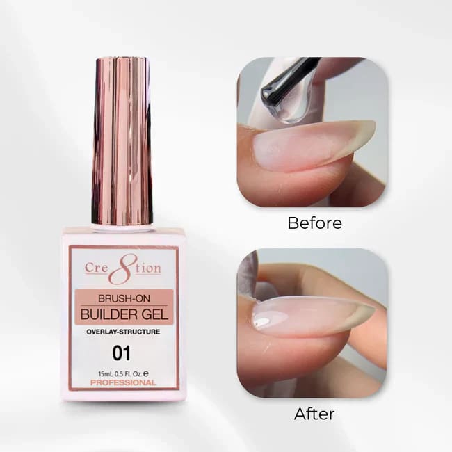 Cre8tion Gel Overlay/ Brush on Builder 0.5oz 01 Clear - OceanNailSupply
