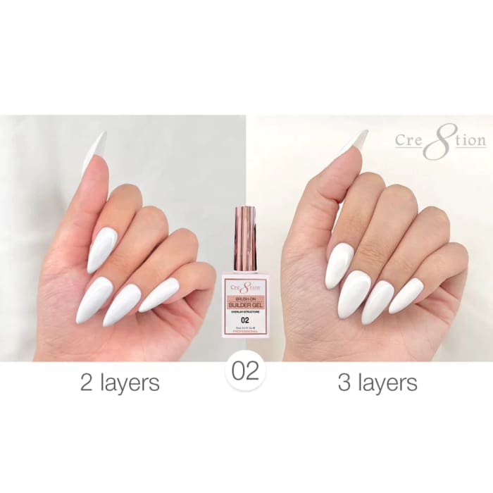 Cre8tion Gel Overlay/ Brush on Builder 0.5oz 02 White - OceanNailSupply